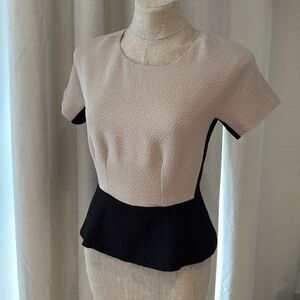 W118 By Walter Baker Back Zip Short Sleeve Peplum Blouse Size XS